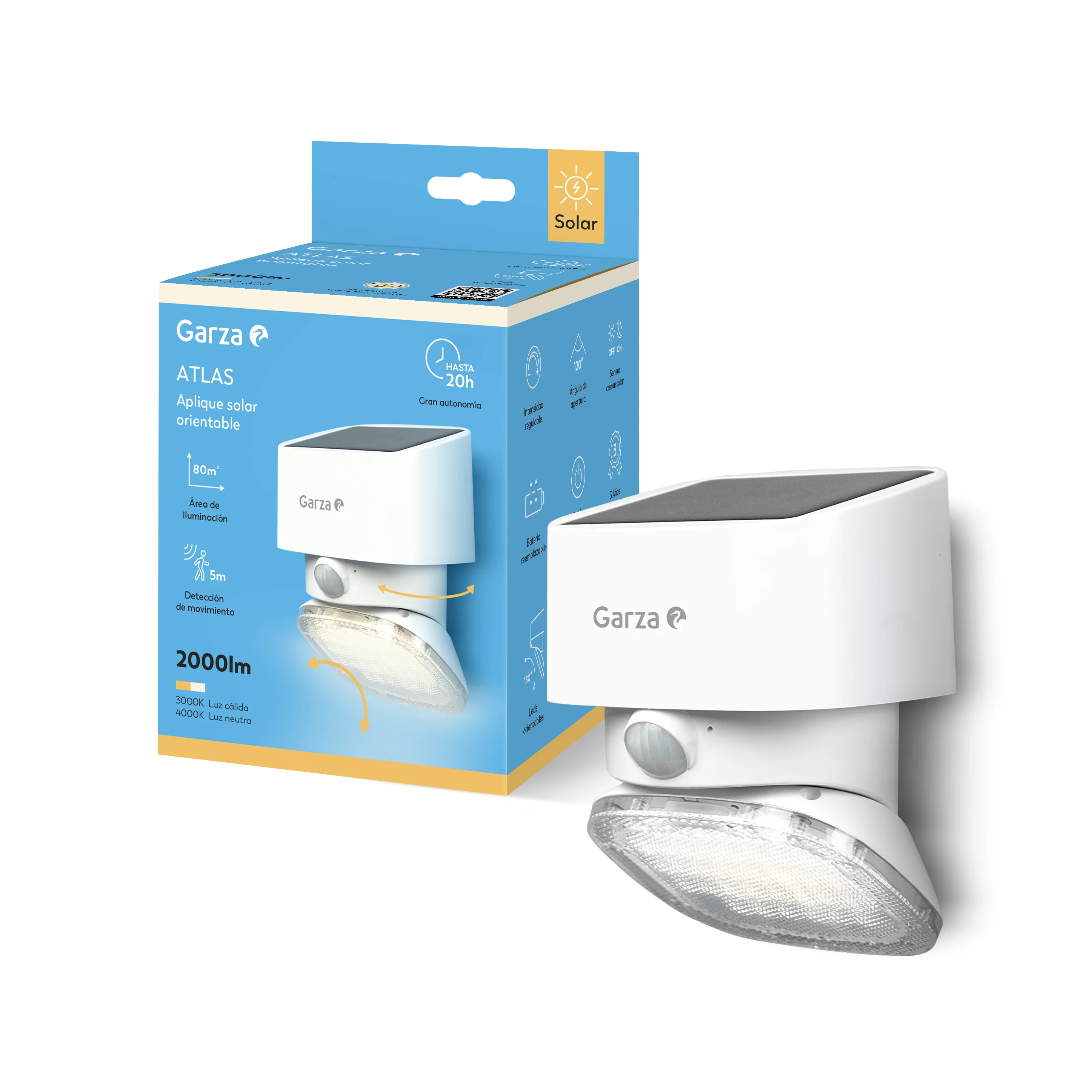 Aplique solar Atlas con luz orientable 180º - Image 2