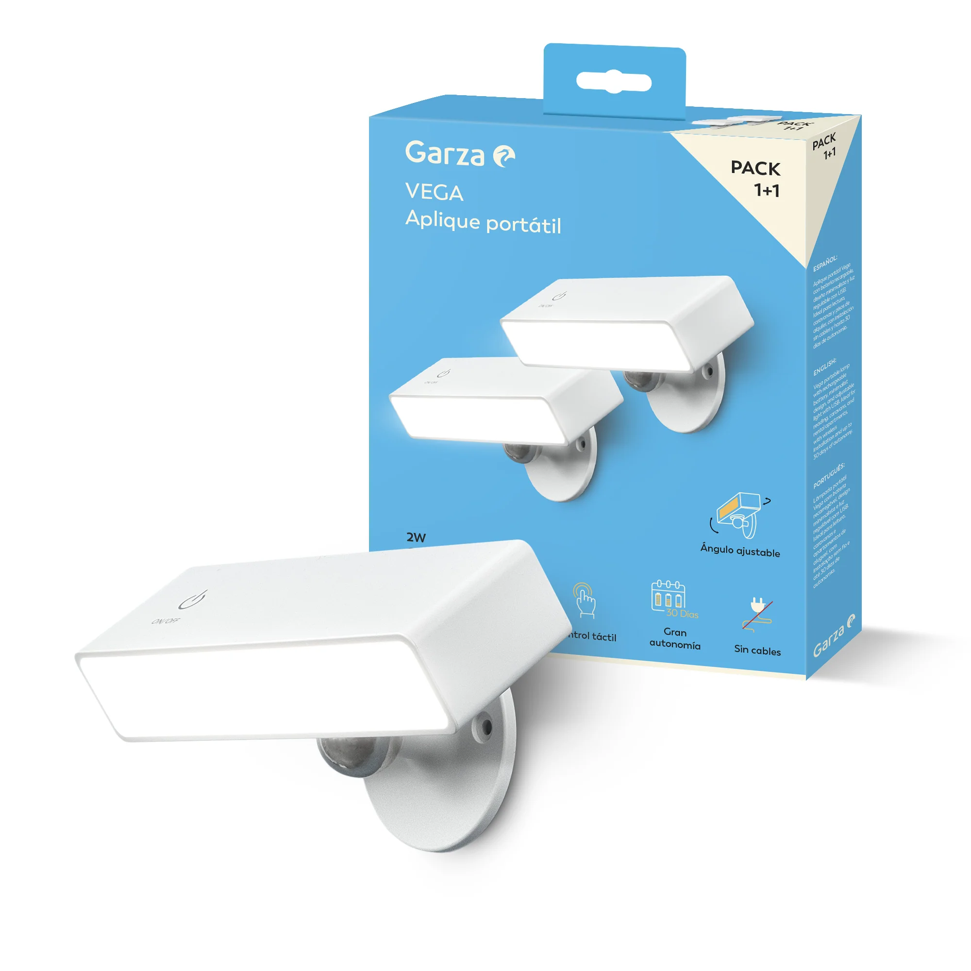 Aplique LED portátil Vega plástico - Image 2
