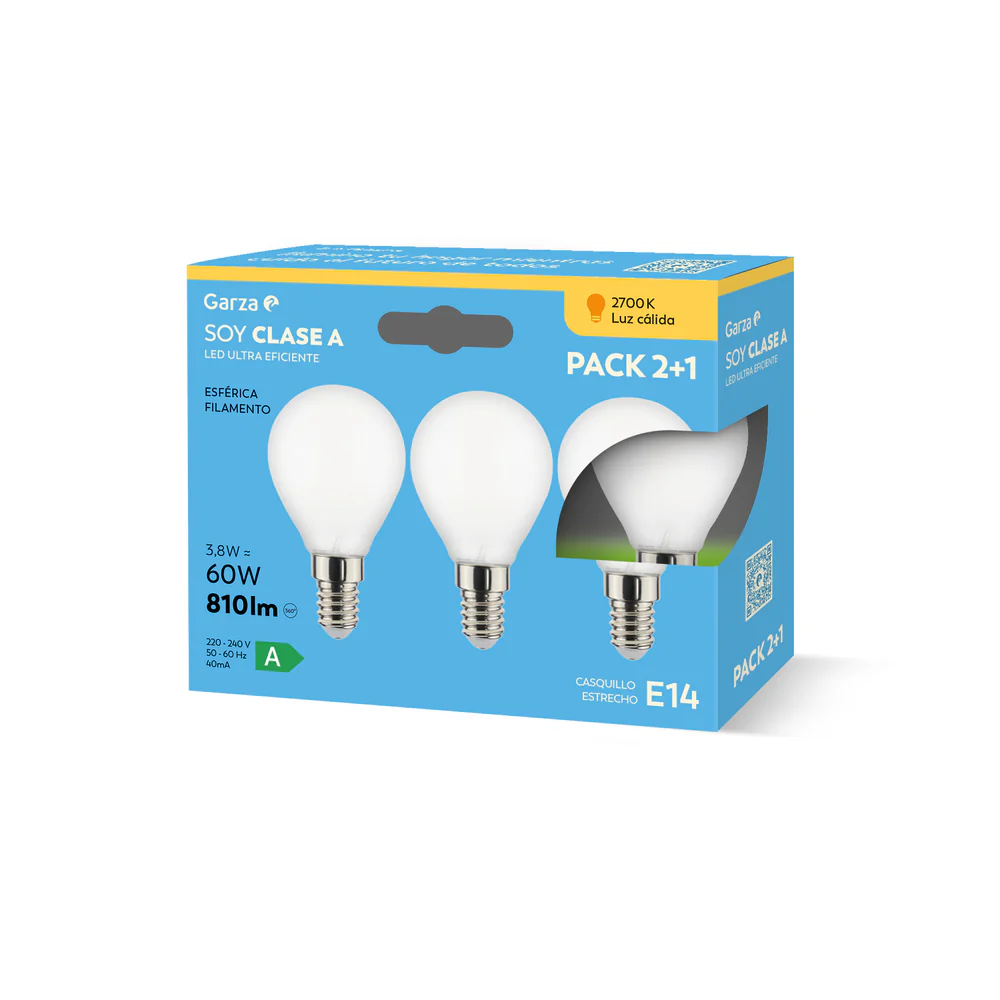 Bombilla LED Filamento Mate Esférica CLASE A E14 - Image 3