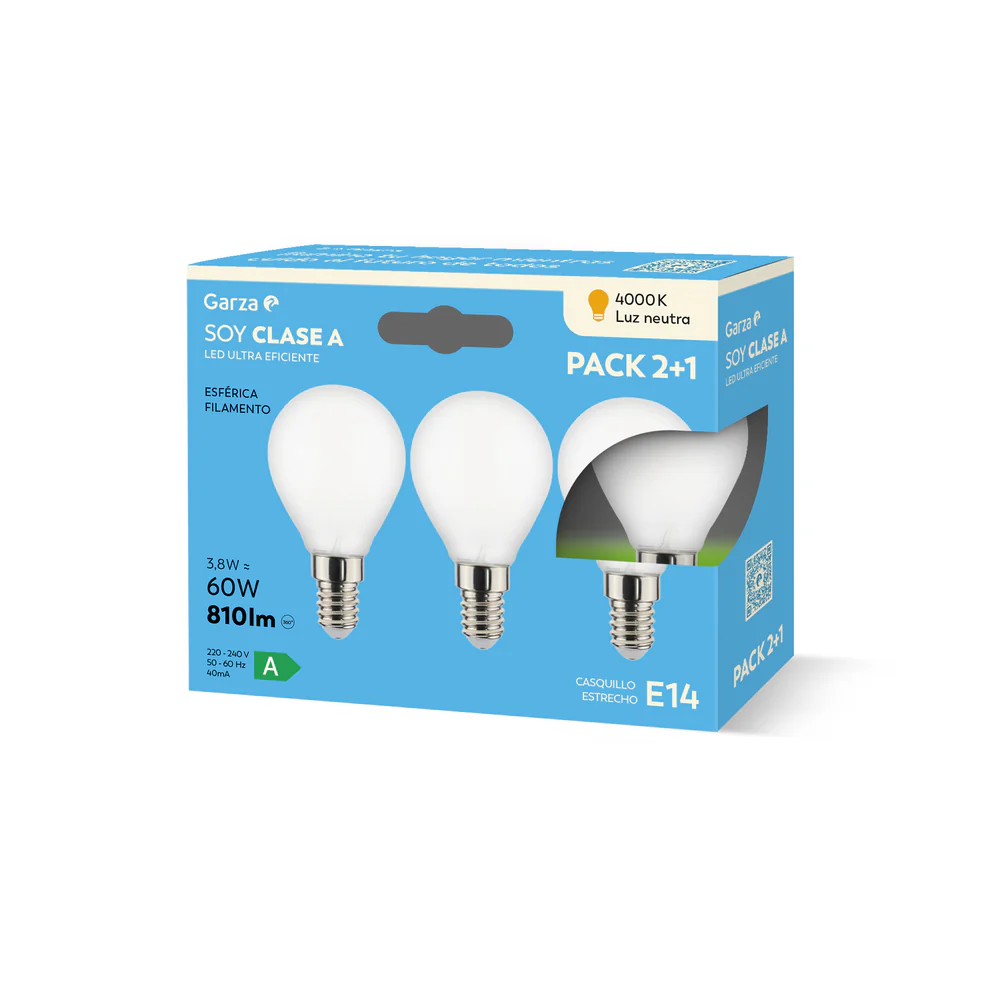 Bombilla LED Filamento Mate Esférica CLASE A E14 - Image 4